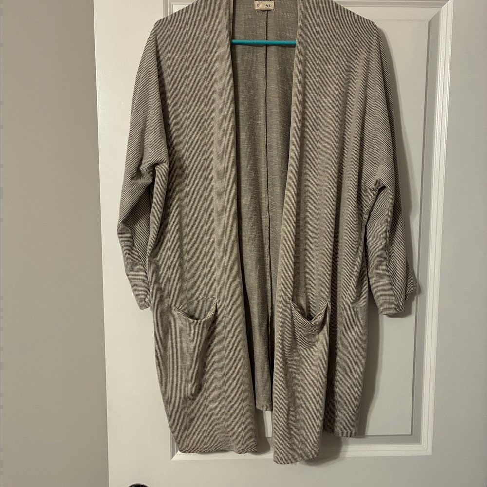 DONNI. Taupe Open-Front Pocket Cardigan
